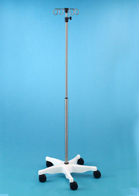 4 Hooks Stainless Steel I.V. Stand With ABS Plastic Base Transfusion