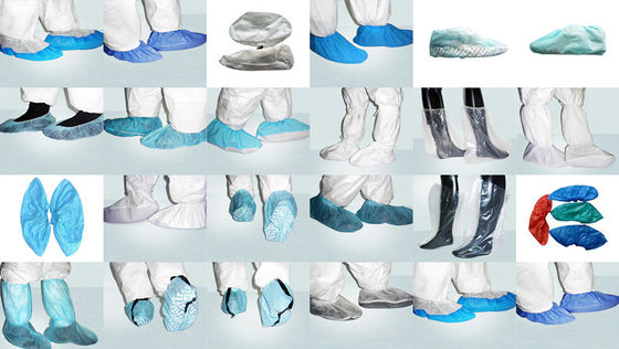 Disposable Non-Woven PP CPE Shoecover Medical Textile Products Non - Skid Shoe Cover