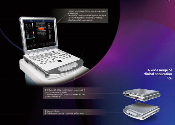CE / ISO Color Doppler Portable Ultrasound with Printer / UPS / Probes